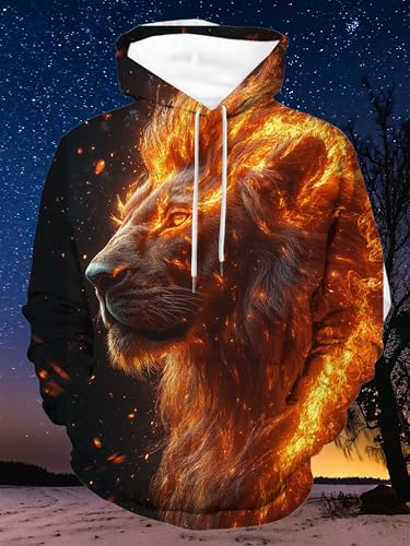 ZOCAVIA Mens Cool Animal Hoodies Fall 3D Graphic Hooded Sweatshirts Western Retro Long Sleeve Pullover Tops with Front Pocket4