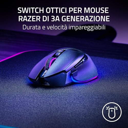 Basilisk V3 Pro 35K - Mouse da gioco ergonomico wireless completamente personalizzabile con Chroma RGB - Sensore ottico da 35K (rotella configurabile, 13 controlli personalizzabili) Nero - Mouse gaming - Immagine 7