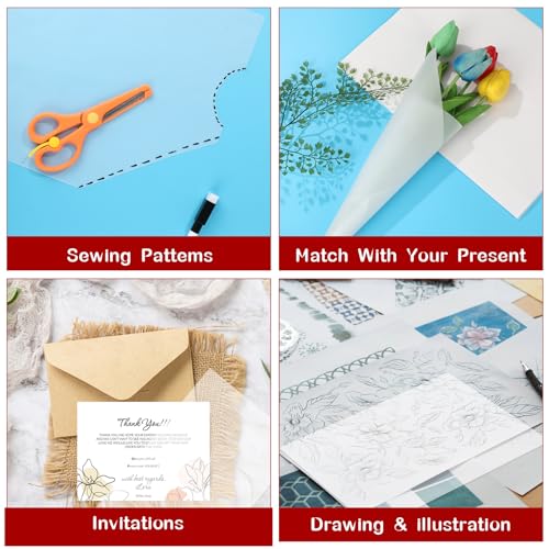 PTRBTY&HISDE Tracing Paper 8.5x11 inch, 60 Sheets （32lb/50gsm）Transparent Vellum Paper for Tracing Pads, Wrinkle Free Highly Drawing,Marker and Ink Trace Images, for Adult and Student or Artists - Thumbnail 4