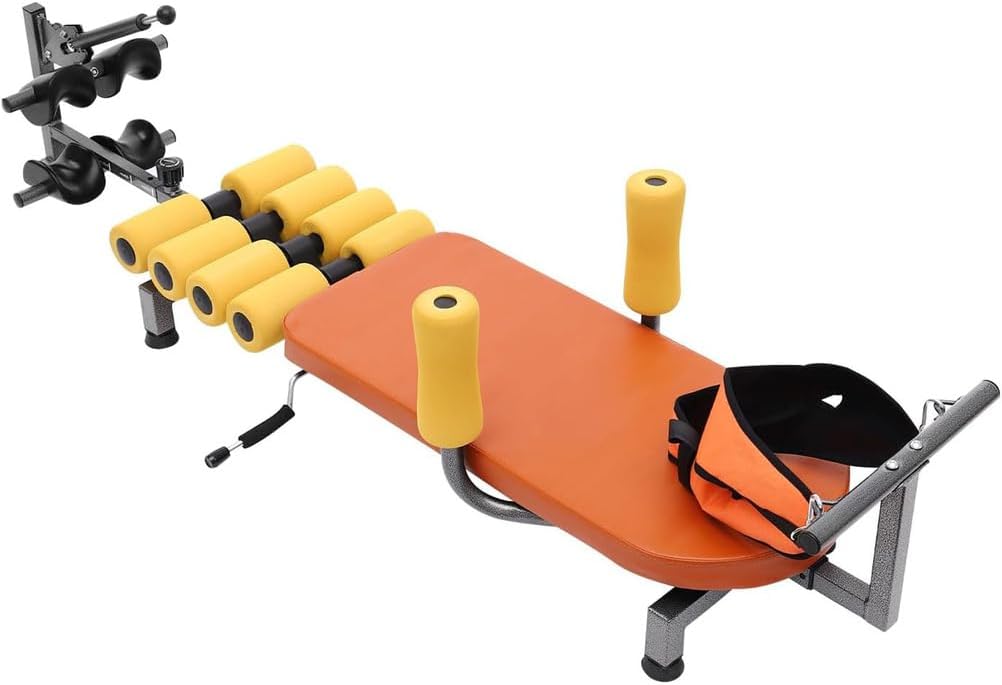 Lumbar Traction Bed — Back Stretching, Spinal Decompression Device, and Foldable Massage Bed — Massage Table for Physical Therapy and Body Stretching