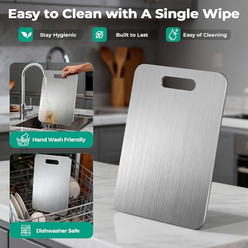 Image of Titanium Cutting Board - Dishwasher Safe Meat Fruit Metal Board (3PC S+L+XL)