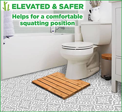 Zpirates Bamboo Toilet Mat - Curved Bath Mat, U-Shaped Wood Rug For Toilet Base - Decorative, Bathroom Essential #TOP5