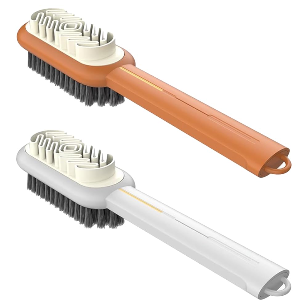 2 Packs Shoes Cleaning Brush Long Handle Suede Brush Shoe Cleaner Multifunctional Nubuck Suede Cleaner Kit Double-sided Leather Shoe Polish Brushes for Shoe or Clothes