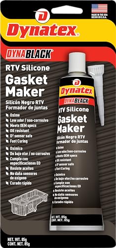Dynatex 143355 DynaBlack RTV Silicone Gasket Maker, 85g Tube - Black Silicone Sealant Waterproof, Rubber Sealant, Oil Resistant