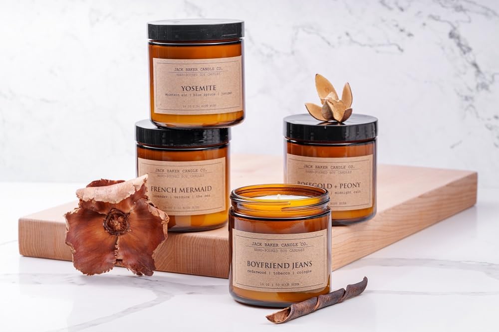 Jack Baker Candle Co. French Mermaid Candle, Made with Soy Wax and Essential Oils, Lavendar & Verdure & The Sea Fragrance, 16 oz.