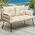 YITAHOME Patio Furniture Wicker Outdoor Loveseat, All-Weather Rattan Conversation for Backyard, Balcony and Deck with Soft Cushions (Light Brown+Beige)