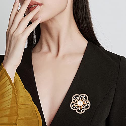 Image of Pearl Diamond Brooch Pins for Dress Sweater Scarf, Wedding Party Decoration Birthday Christmas Gift