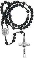 Terço São Bento Preto Fosco 8mm Com Fé Brasil