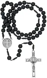 Terço São Bento Preto Fosco 8mm Com Fé Brasil