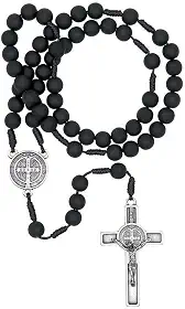 Terço São Bento Preto Fosco 8mm Com Fé Brasil