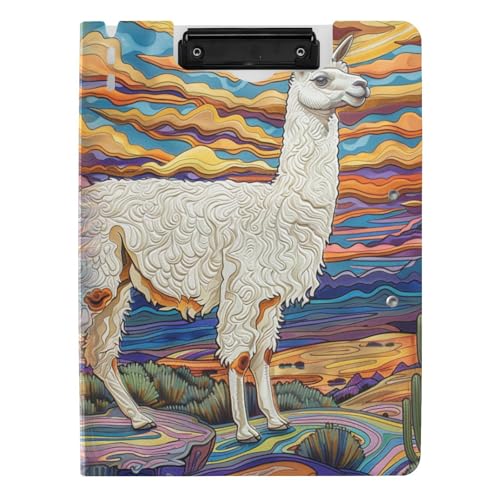 Portapapeles plegable de alpaca andina, tamaño A4, con dos clips de metal, soporte para bolígrafos, tablero de clip de oficina con tapa dura