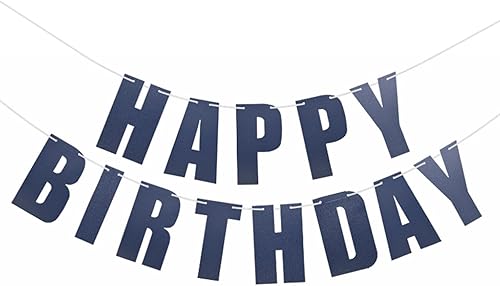 MEETINGU Cartel de feliz cumpleaños, pancarta azul oscuro de feliz cumpleaños, suministros de decoración de fiesta temática para adultos y niños,