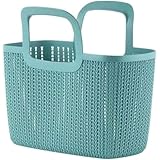 ULOVEJOYソフト素材手持ち収納バスケット バスルームバスケット 多機能収納ボックス ポータブルランドリーバスケット 大型プラスチックくり抜き 食料品収納バスケット 果物・野菜 キッチン収納バスケット シャワーバスケット ショッピングバスケット (Green)