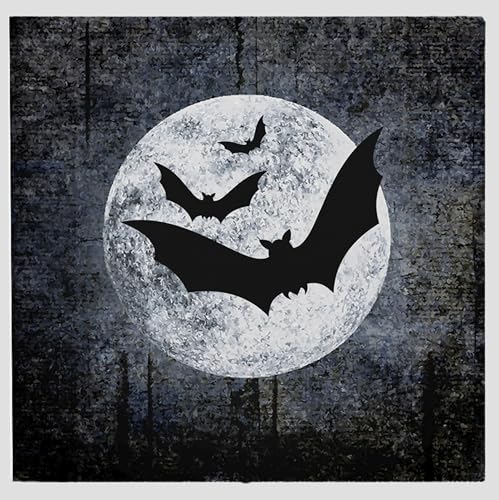 20 Halloween Servietten gruselig mit Fledermaus im Mond. Tischdeko Halloween schwarz weiß. Auch für Decoupage und Serviettentechnik 33x33cm