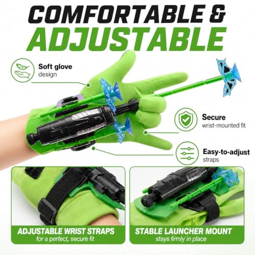 Image of Shooting Gloves (1pc) -(1 x Spider Web Shooters1 x Gloves1 x Sucker Darts x 2 belts2) Web Shooters Toy | Hero Launcher Wrist Web Shooting Action, Sticky Wall Soft Bomb