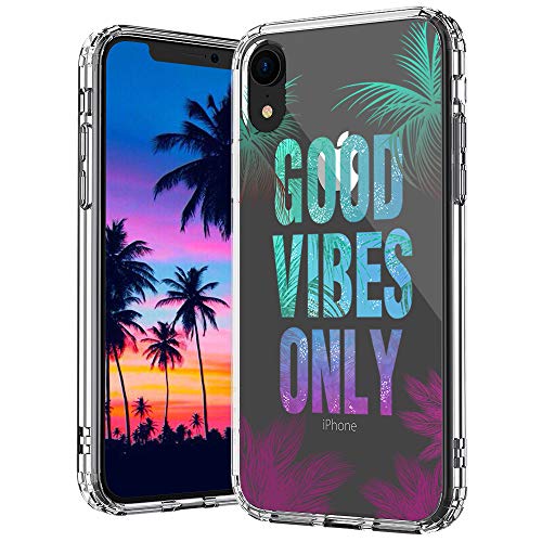 MOSNOVO iPhone XR Case, Clear iPhone XR Case, Good Vibes Only Tropical Leave