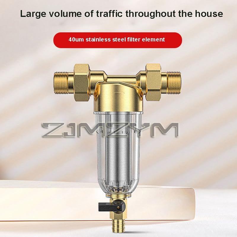 1pc 2700L/H Reusable Whole House Pre Sediment Water Filter, 40, Water Pre-Filter System, Faucets Front Purifier(DN15 connector)