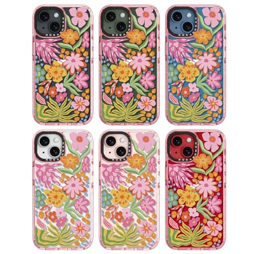 Coque iPhone 13 rose pailleté passiflore protection téléphone antichoc - 7