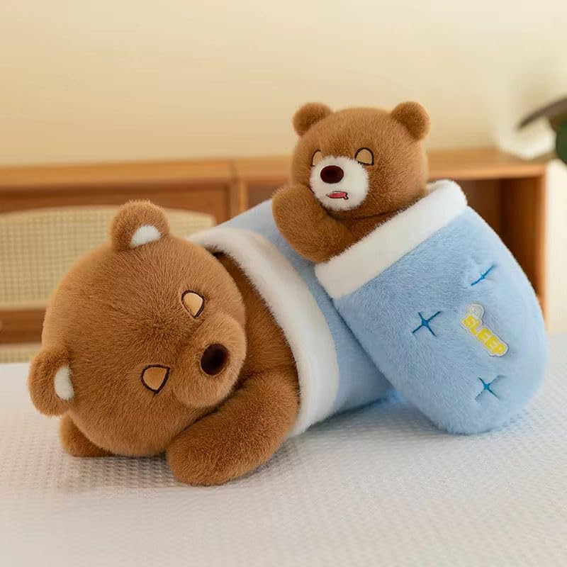 Image of Fun4you Breathing Sleeping Teddy Bear Plush Stuffed Animal Toy | Soft Cuddly Plush Toy for Kids & Adults Sleep Companion, Belly Teddy, Gift for All Ages