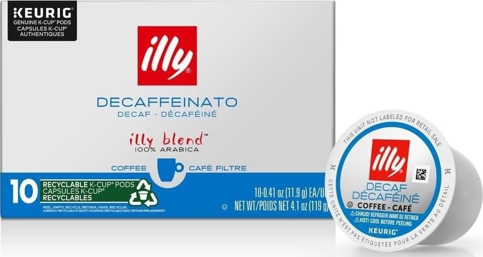 Image of Illy Coffee K Cups - Pods For Keurig Machines - Classico Decaf Roast - Notes of Caramel - Mild, Flavorful & Balanced Flavor - No Preservatives - 10 Count