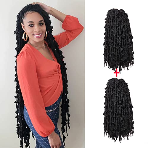 ZRQ 18 Inch Long Soft Butterfly Locs Crochet Braids Fluffy Goddess Faux Locs Crochet Hair Pre Twisted Synthetic Hair Extensions (1 Pack 1B#)
