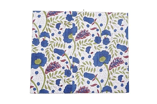Image of Generic 3.3 Gallon Cotton Hand Block Printed Paper Waste Basket |Small Decorative Trash Can for Housewarming Gifts in Living Room, Bedroom, Bathroom | Eco-Friendly, Plastic-Free (1, WHITE BLUE GREEN)