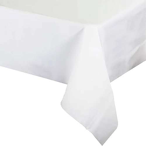 Smarty Had A Party Mantel rectangular de plástico blanco (54 x 108 pulgadas), 1 pieza, desechable y elegante, perfecto para bodas, fiestas y eventos