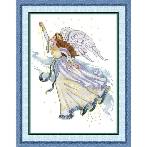 Image of Stamped Cross Stitch Kits for Beginners- Full Set of Butterfly Fairy Embroidery for Adults,11 CT 3 Strands DIY Patterns Counted Arts Craft 9.5x13.7 inch