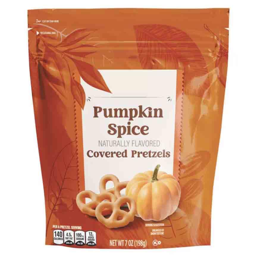 Chocolate Pumpkin Spice Flavored Covered Pretzel, Crunchy Snack...