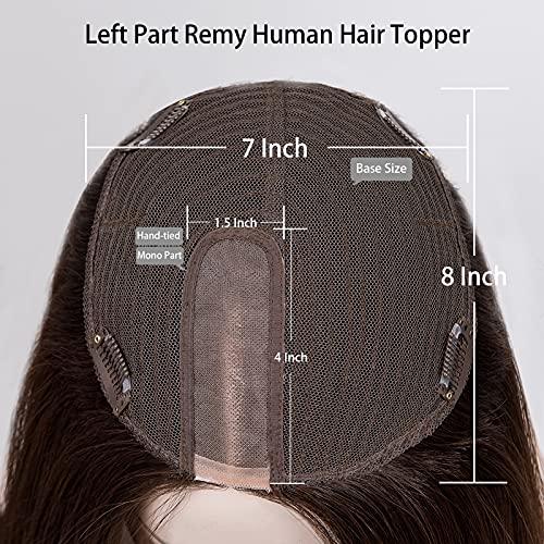 Uniwigs Courtney Remy Human Hair Topper, Mono Part 7"X8" Base Sides Part For Hair Loss Or Thin Hair (Left Part, 211-Espresso Brown) #TOP3