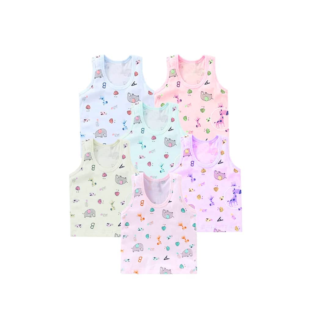 New Born Baby Pure Cotton Printed Regular Fit Sando Innerwear Baniyan Kids Vest Infants Sleeveless Undershirts for Cute Boys Girls 0-24 Months Pack of 6-image-16