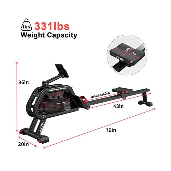 SNODE-Water-Rowing-Machine-with-Bluetooth-Rowing-Machine-for-Home-Use-with-Free-APP-Water-Resistance-Indoor-Rower-Cardio-Training-Soft-Seat-Smooth-Quiet-Home-Fitness-Workout SNODE Water Rowing Machine with 7.4Gal Large Water Tank, Quality Rower Machine with Heavy Duty Frame, 331 Lb Weight Capacity, Bluetooth Available