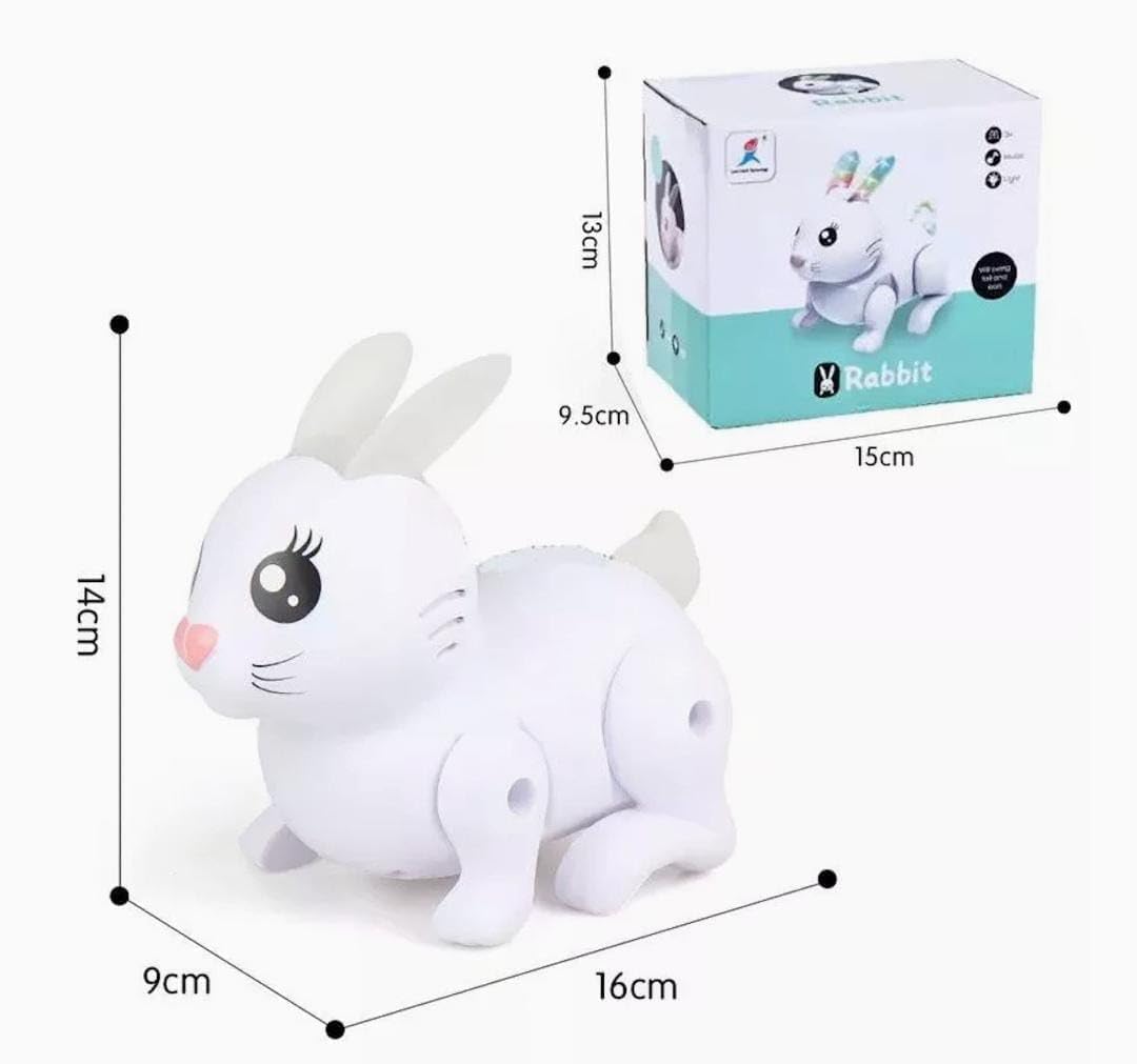 GRS GLOBE RETAIL with Logo Musical Plush Rabbit Toy, White, with Sounds and Lights, 30 cm 3