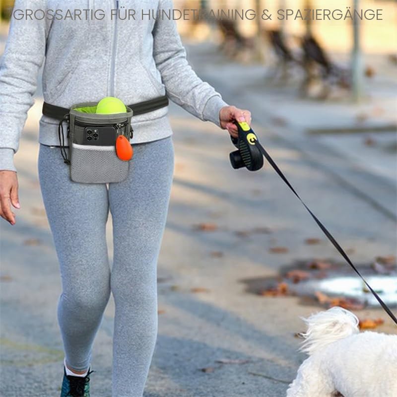 TRIPOLACO Leckerlitasche für Hunde - Großer Leckerlibeutel für Hunde mit Mehreren Taschen, Kotbeutelspender & Handyfach, 3 Tragevarianten - Idealer Futterbeutel Hundetraining & Spaziergänge