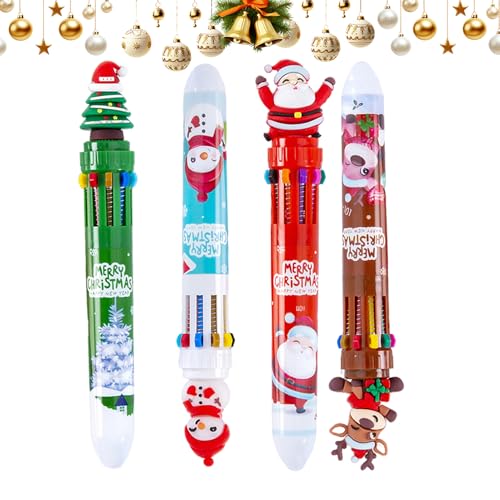 ジェルペン - 4点 かわいい 文房具,10色 筆記用 収納式 クリスマス ペン,男の子と女の子、学生、生徒、子供向け、ジャーナリング、署名、スクラップブッキング、ハイライト用