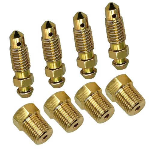 lekiliky 8PCS Bleeder Screws Brass Brake Bleeder Valves 1/8 NPT Brake System Bleeding Replacement Parts Universal for Most Vehicles (Gold)