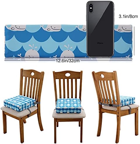 Booster Seat Owl Printed Harness Cushion Dismountable Kid Baby Seat Highten Pad Travel Storage Chair Toddler Infant Dining Chair (Blue/White)
