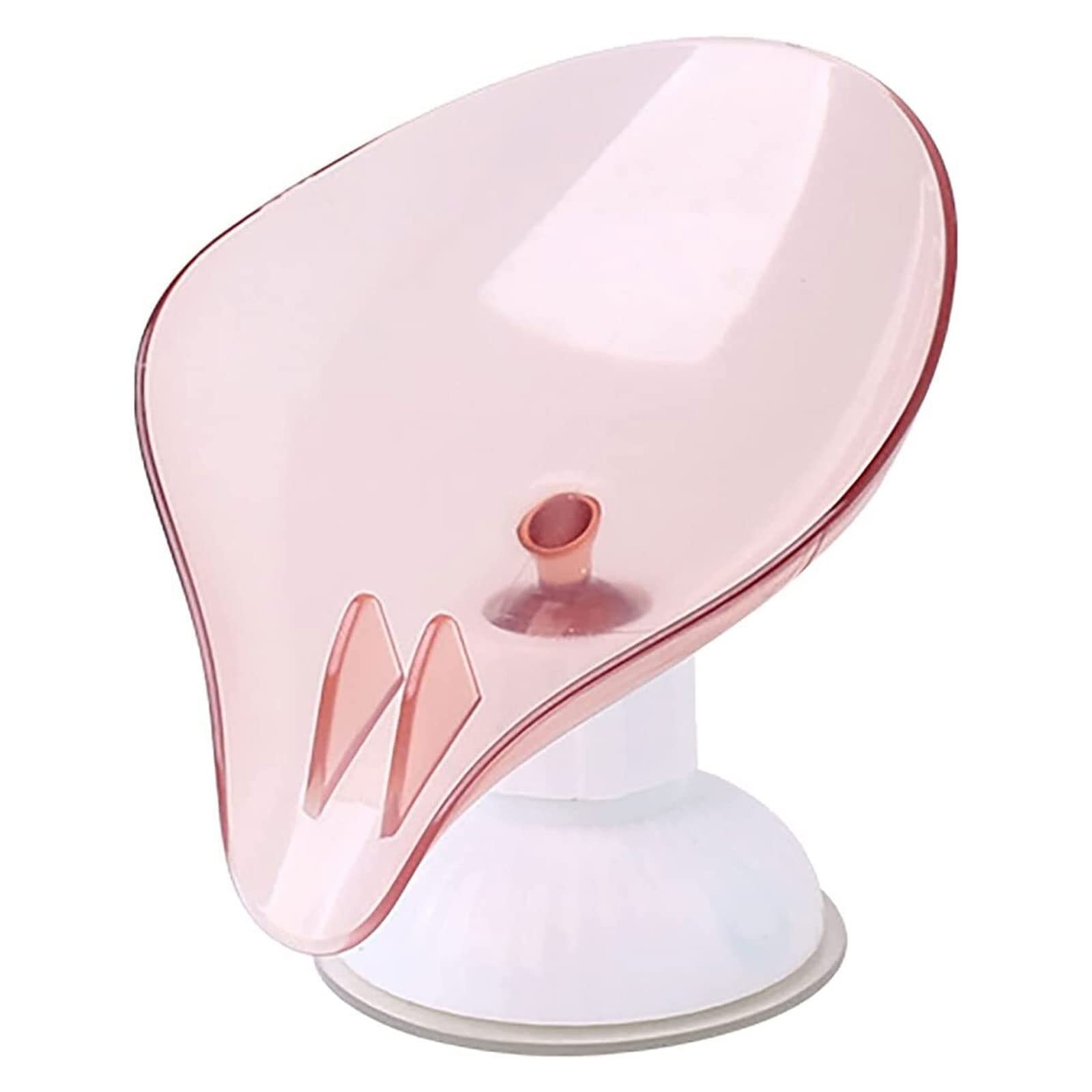 Soap dish, Creative Soap Box Wall-mounted Suction Cup Sponge Free Punch Drain Rack Simple Dish(Pink)