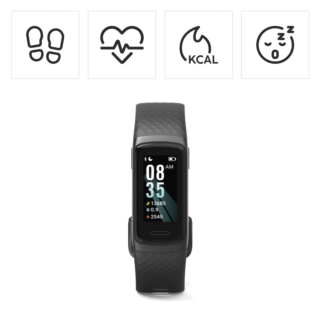 Hama - Banda de Actividad (Smartwatch Resistente al Agua, función Despertador, hasta 14 Deportes Diferentes, podómetro, frecuencia Cardiaca, Reloj Deportivo) Negro