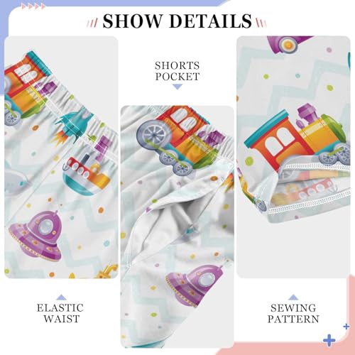 ZZXXB Train Rocket Submarine Boys Long Pants Soft Trousers Elastic Waist Kids Lounge Bottoms with Pockets S-XL4