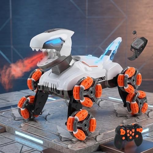 Image of VikriDA Mechanical Dragon RC Car | 360 Rotation Car with LED Lights, Smoke Effect, Gesture Sensor Control, Rechargeable Stunt Toy for Kids