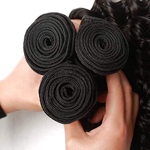 Blackmoon Hair Unprocessed Peruvian Virgin Hair Deep Wave 3 Bundles 16 18 20Inch Cheap Virgin Human Hair Extensions Natural Black Color (100+/-5G)/Bundle Can Be Dyed And Bleached #TOP3