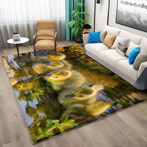 Teppich Tierische Ente 140x200 cm Dekoration Schlafzimmer Kinderzimmer Wohnzimmer, Modern rutschfest...