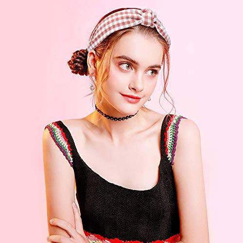 Velscrun VELSCRUN-1740 5 Pcs Knotted Vintage Women'S Wide Buffalo Plaid Hair Knot Headbands In 5 Colors thumb #1