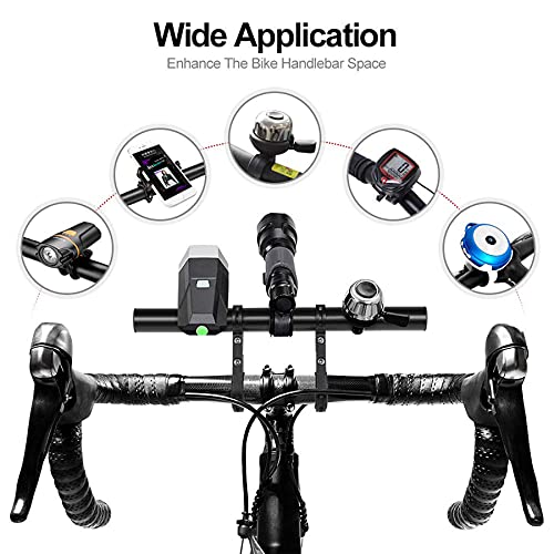 XNX Bike Bicycle Double Handlebar Extender Extension,9.8"(25 cm) Aluminum Alloy Super Long Bracket Accessories，for Bike Mounts,GPS Units, Headlights,Light Lamp,Phone Mount,for 31.8mm/25.4mm Caliber - Thumbnail 3