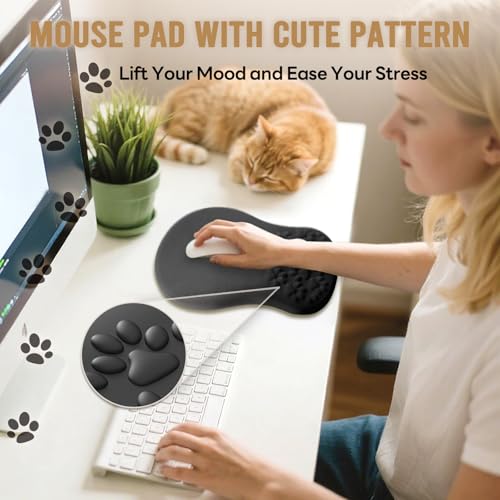 ailifeer Black Ergonomic Mouse Pad with Wrist Rest Support,Non-Slip PU Bottom and Memory F - image 3