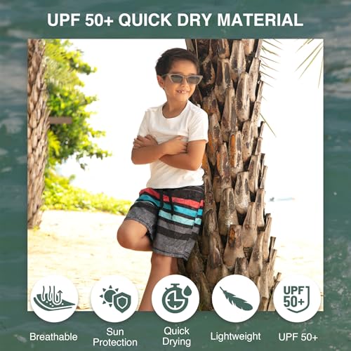 Image of Kanu Surf Boys' Victor Stripe Quick Dry Beach Board Shorts Swim Trunk