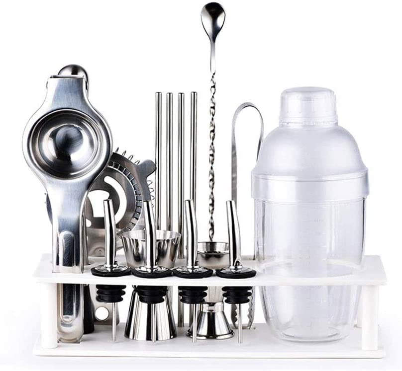 Kit Coctelera Set 17 piezas con soporte de madera blanco 700ml miniatura 1