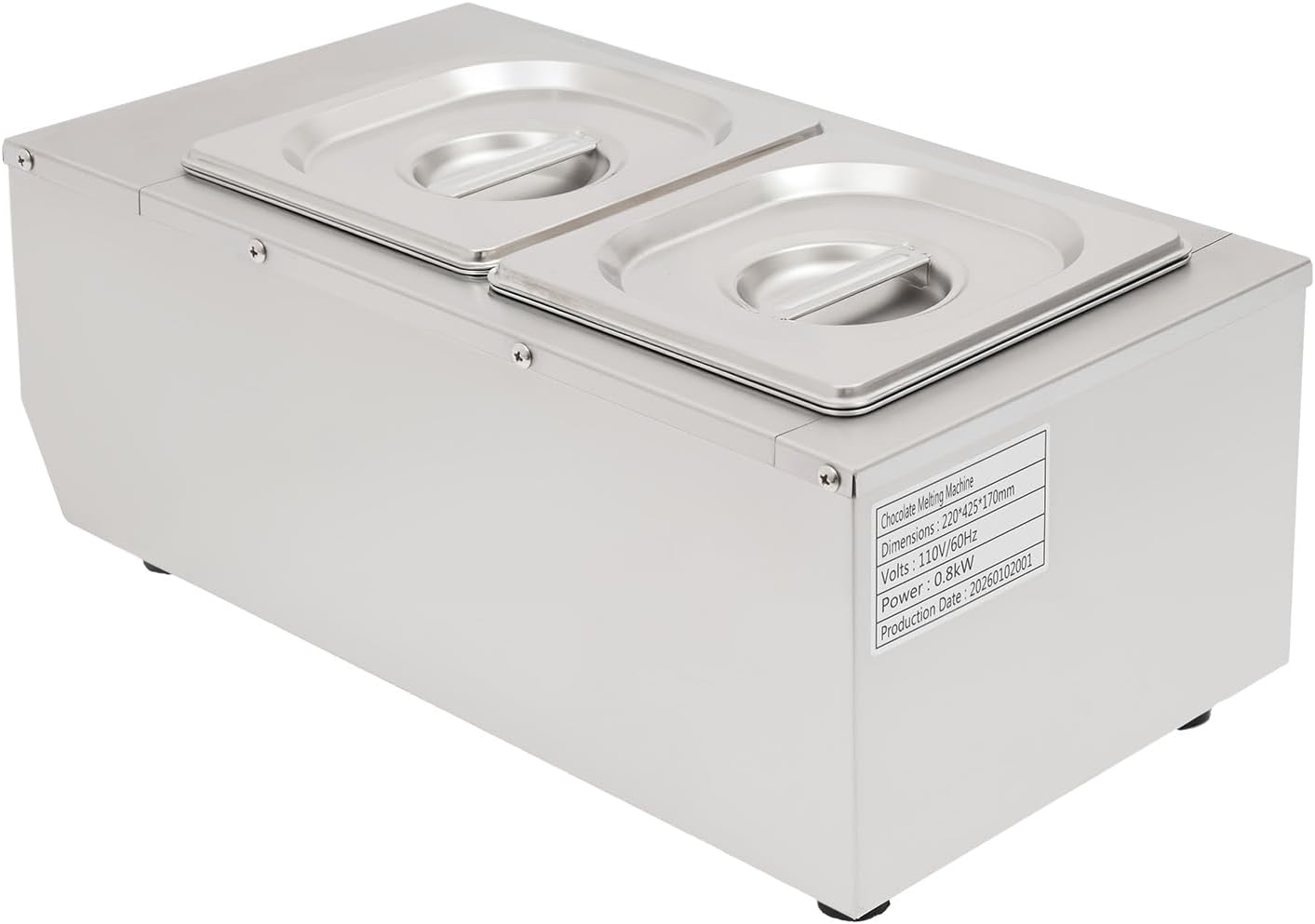 2 Tanks Commercial Chocolate Melting Machine 800W 17.64lbs Stainless Steel Electric Chocolate Tempering Machine Chocolate Warmer Melting Pot w/ 86-185℉ Temp Control for Butter Cheese Cream