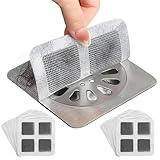Paquete de 50 Coladores de Desagüe Desechables, Filtro de Pelo para Ducha y Fregadero, Rejilla Desague Ducha Pegatina de Malla Cuadrada de 10x10 cm, Atrapa Pelos Ducha para Cocina, Baño y Bañera